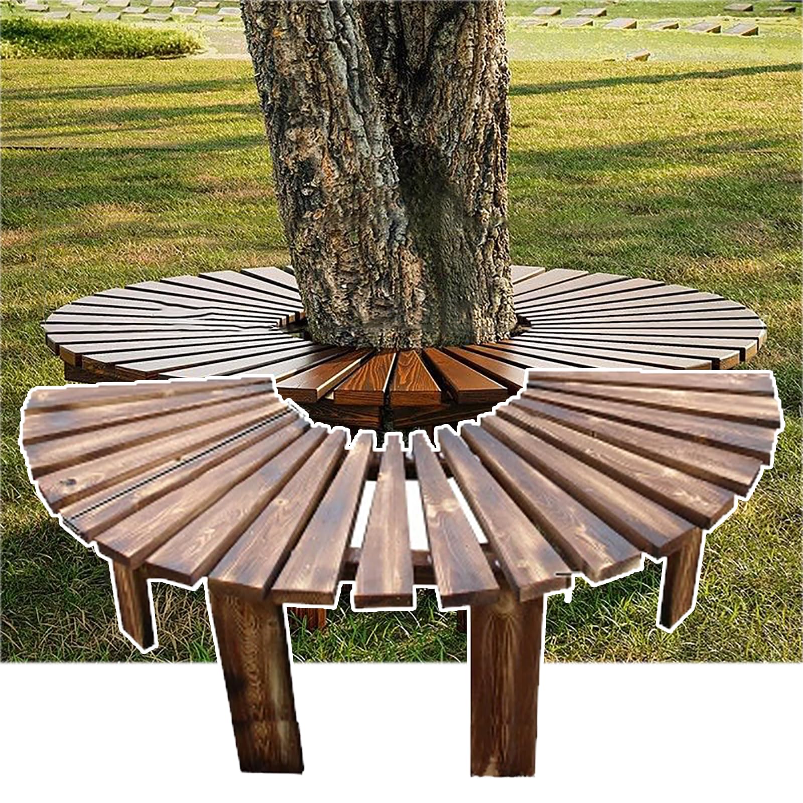 Banco de árbol resistente a la intemperie con diseño curvo decorativo