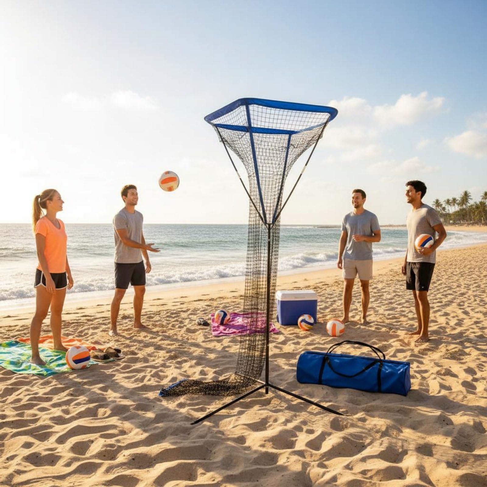 Rete da Pallavolo Regolabile Allenamento Portatile con Custodia Telaio in Ferro Resistentes E Base in Gomma per Timing E Controllo Palla Adatta per Campi Palestra Preparazione Agonistica