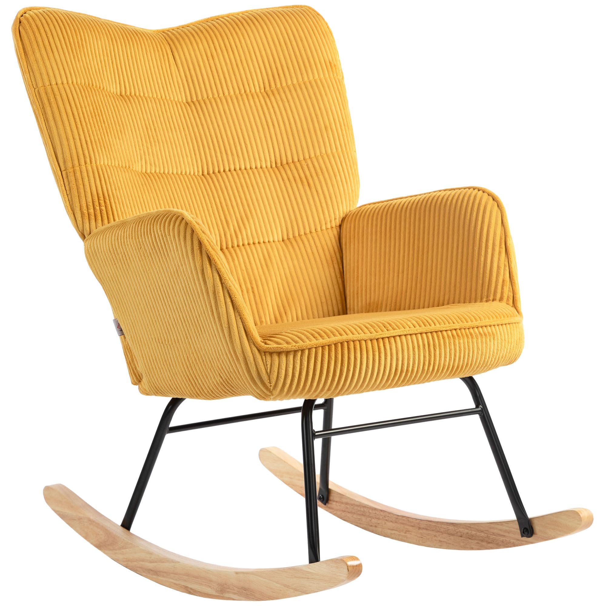 HOMCOM Fauteuil à Bascule Corde Gris – Rembourré Confortable, Accoudoirs, Bois Hêtre, Charge 120 Kg – Salon Chambre