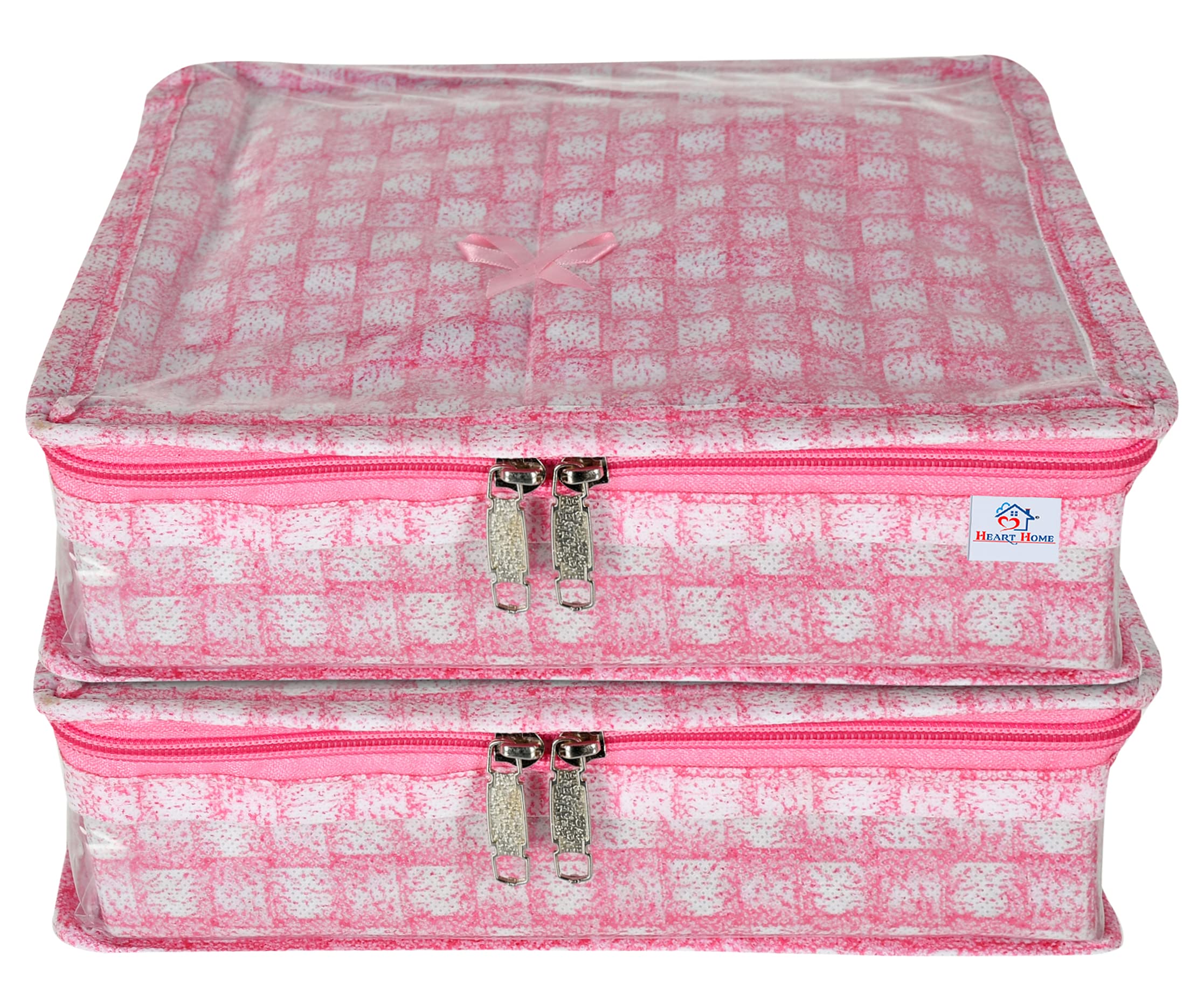 Heart Home Check Design Laminated PVC Jewellery Organizer With 4 Transparent Pouches & 1 Bangle/Watch Rod -Pack of 2 (Pink)-HS_38_HEARTH21279 (B095CG6B41) Amazon Price History, Amazon Price Tracker