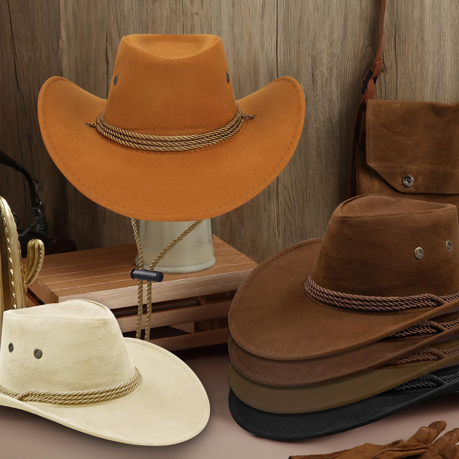 Set di 15 cappelli da cowboy, cappello da cowboy occidentale con 15 bandana per adulti, cappelli da cowboy, cappello da cowboy, costume da cowboy, cappello da festa, costume da cowboy, costume