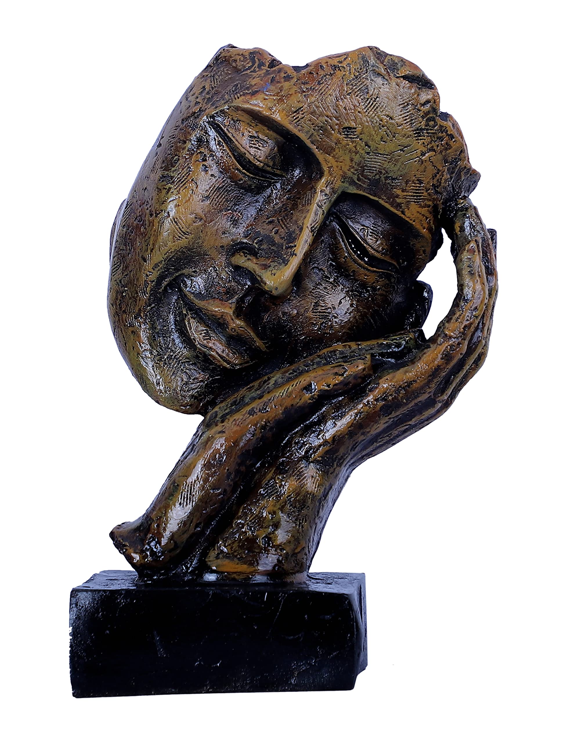 DEQUERA®> Human Face Sculpture Art with Hand on Face Statue Figurine for Home Office- 19.5cm (Multicolor)