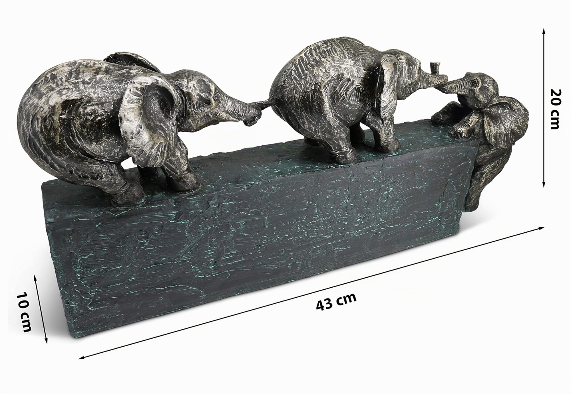 FeinKnick Sculpture « Liens familiaux » - Un Symbole Intemporel de la cohésion au Sein de la Famille & de l’équipe - Décoration de 43 cm de Long - Éléphant décoratif idéal pour Un Cadeau