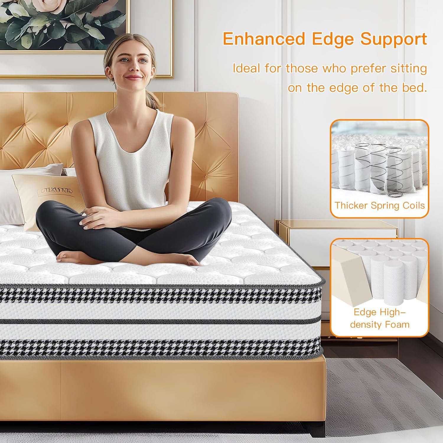Matelas 90 x 200 cm Épaisseur 23 cm, Matelas Enfant avec Mousse à Mémoire de Forme, Ressorts Ensachés, Fermeté Moyenne H3, Soutien Parfait, 7 Zones, Haute Densité, Respirant, Confortable et Durable