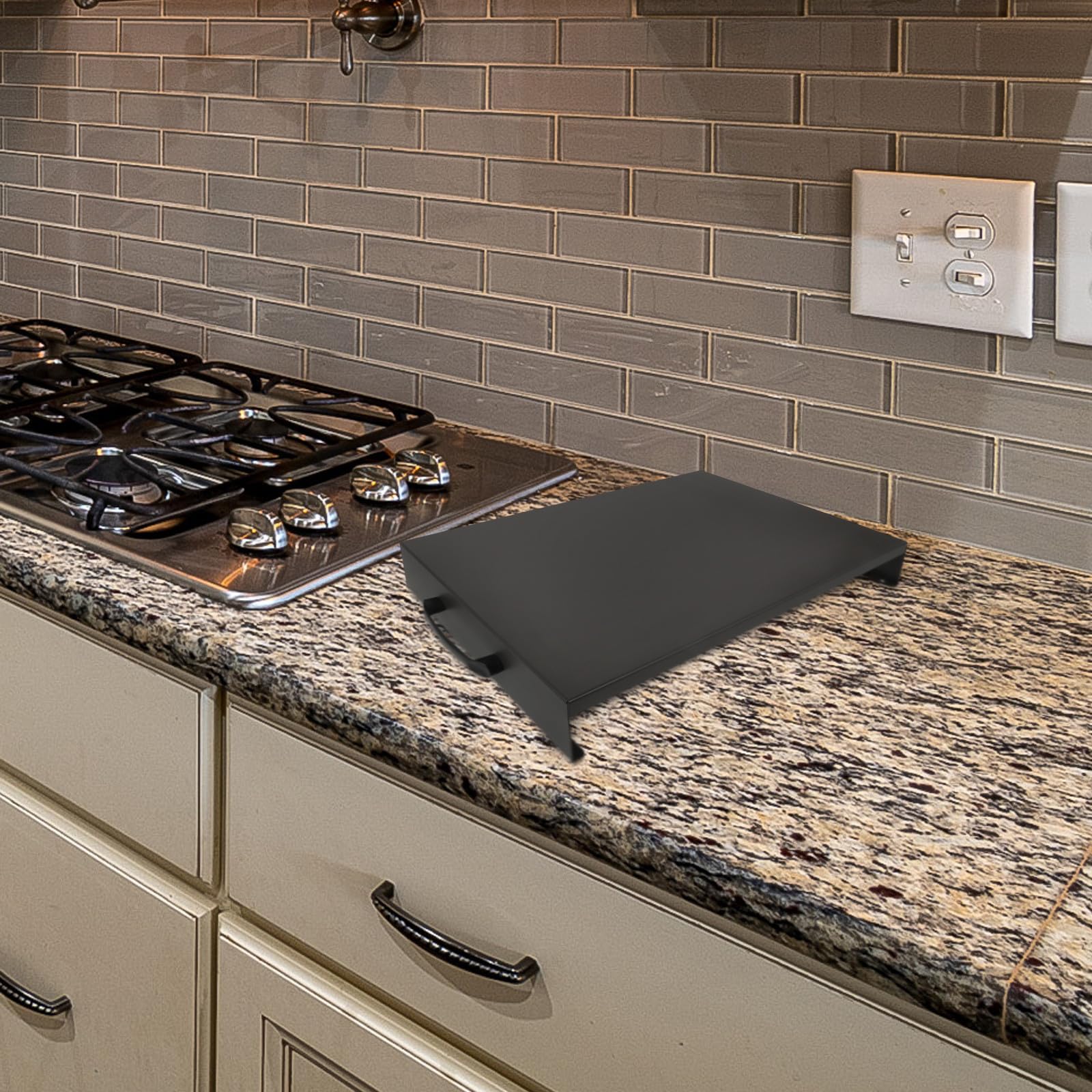 FUOYLOO Soporte Adecuado para Mesa para Estufa de Gas Antideslizante y Estructura Robusta de Aleación Negra Diseño Resistente Adecuado para Mesa para Cocina