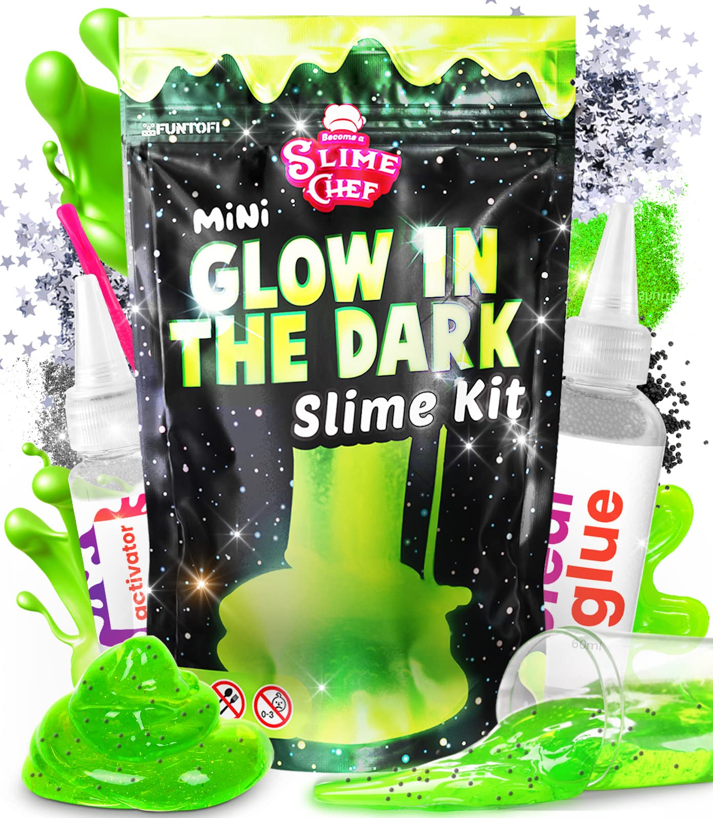 Glow in The Dark Slime Kit for Girls 10-12 - Glow in The Dark Party Favors Slime Kit for Girls Ages 8-12 Slime Set Glitter Slime Kit for Boys Ages 8-12 Kids Slime Making KIt Slime for Boys Slime Maker