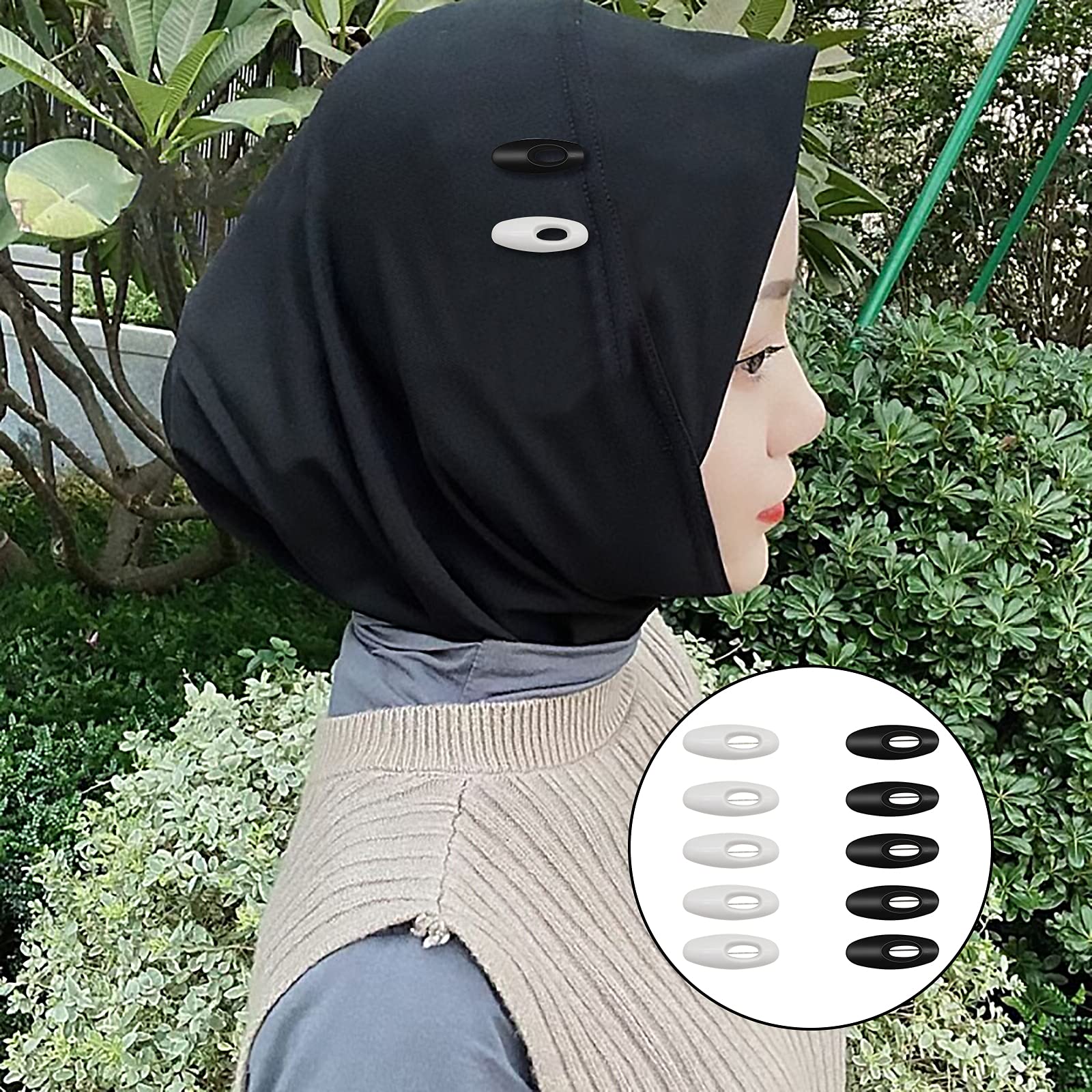 Spille per Hijab 30 Pezzi, Spille di Sicurezza Nero Bianco