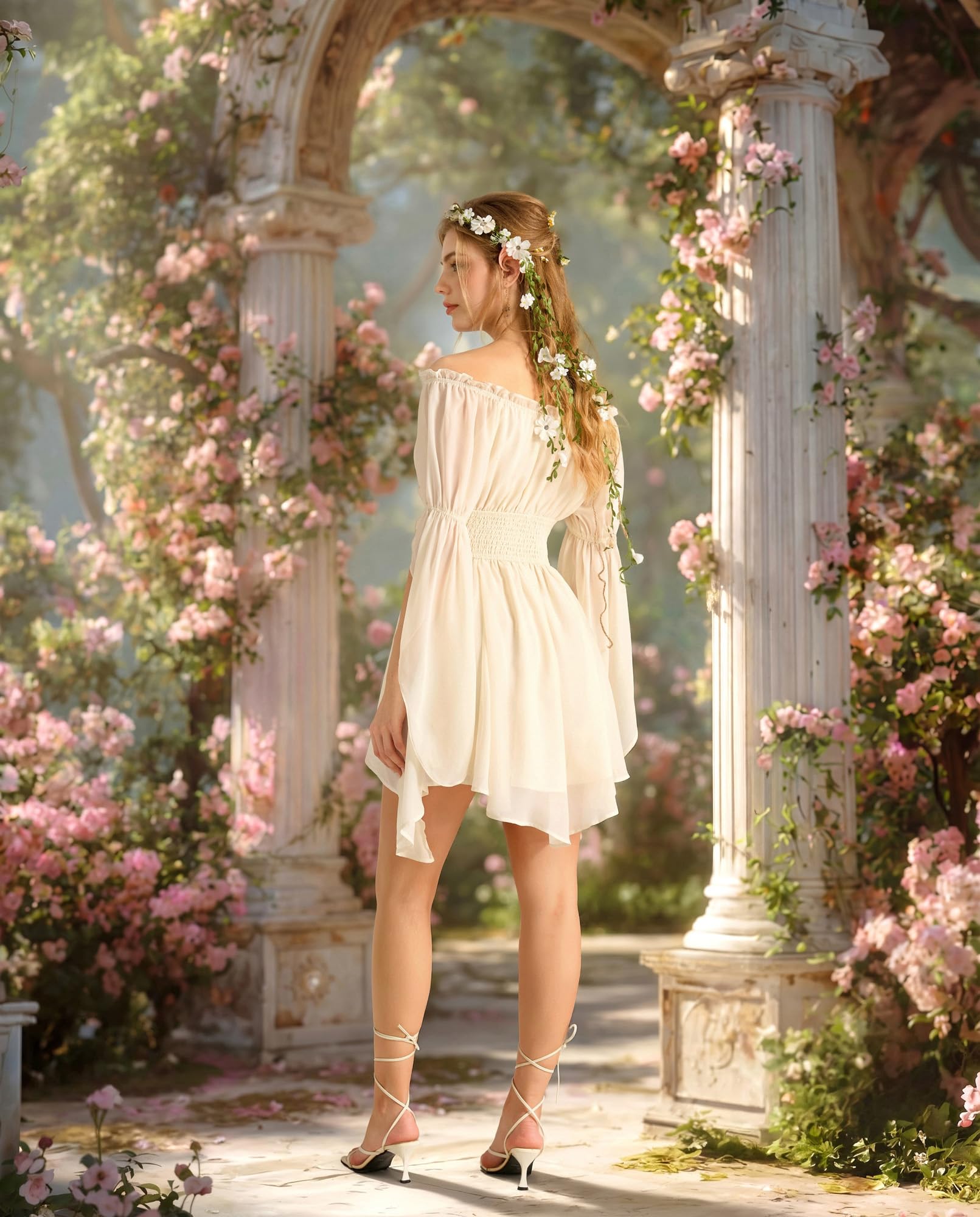 SCARLET DARKNESS Renaissance Korsagenkleid Mittelalter Chiffon Minikleid