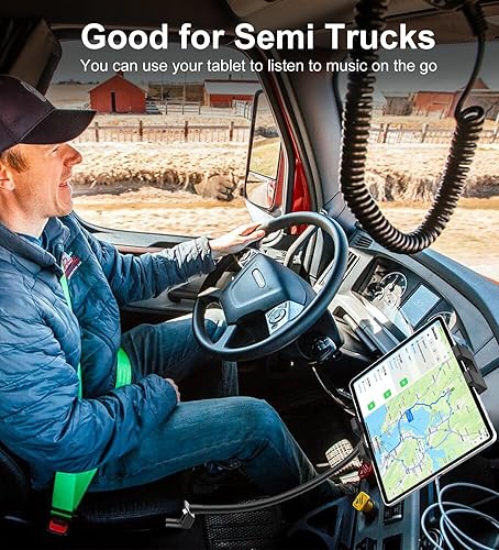 Miniatura 2 de GDZN Soporte para tablet para riel de asiento de automóvil, soporte para tableta de asiento de camión resistente con brazo de cuello de cisne para