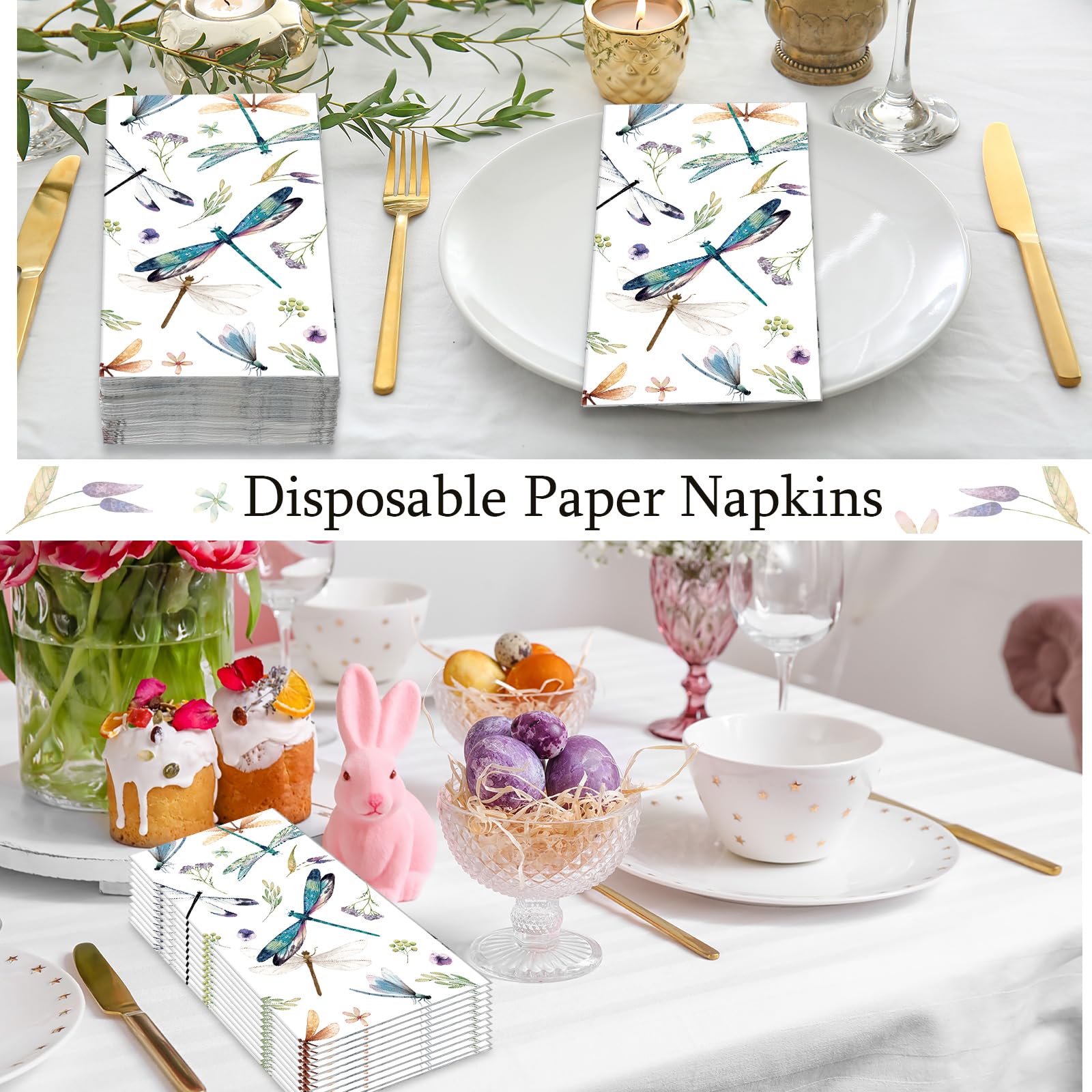 Qilery Paquete de 200 servilletas de papel desechables, servilletas de papel para cocina, cena, servilleta de papel, boda, aniversario, vacaciones, primavera, té, fiesta, invierno, suministros para
