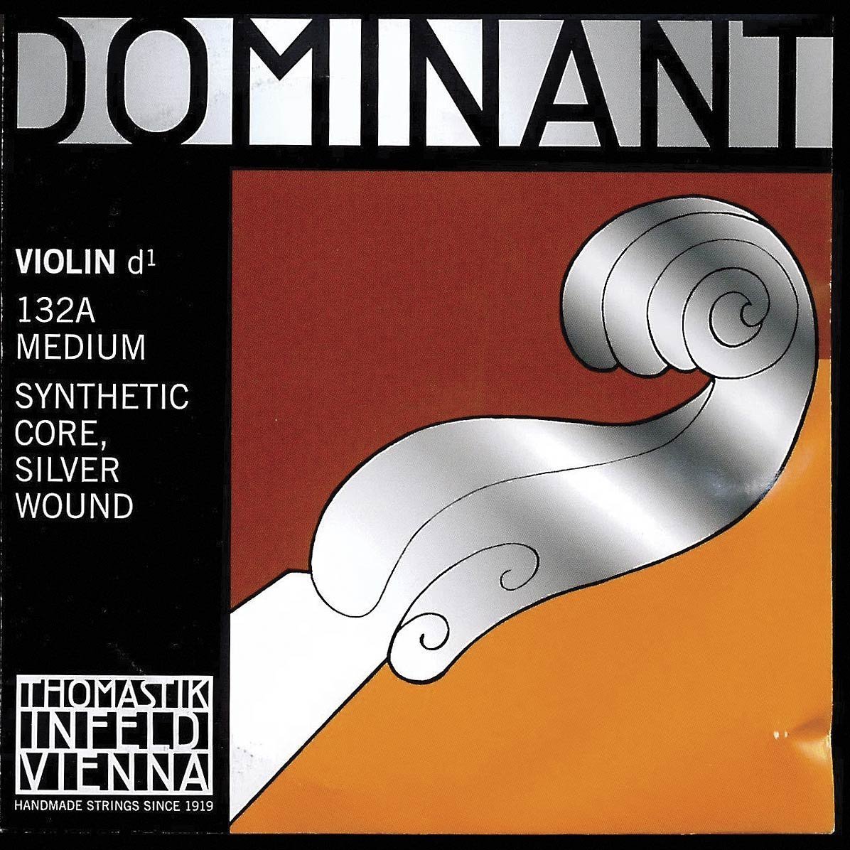 Thomastik-Infeld Dominant Violin D String, 4/4 Size, Medium Tension - 132A - Synthetic Core, Silver Wound - Clear &amp; Balanced Tone, The Reference Standard for Violin