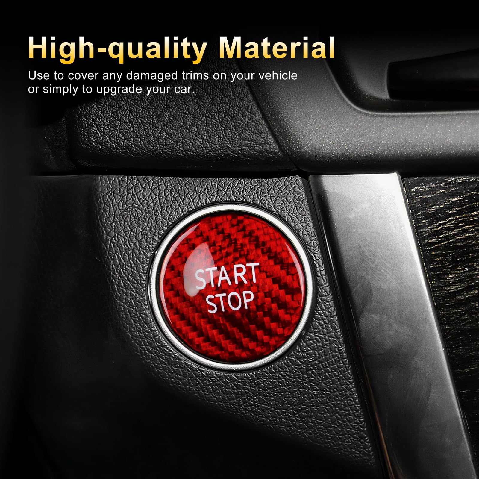 KUNGKIC Autocollant bouton interrupteur de démarrage/arrêt moteur allumage en fibre de carbone dur pour voiture Renault Fluence Megane Clio Koleos Duster Captur Latitude Zoe Talisman Kadjar