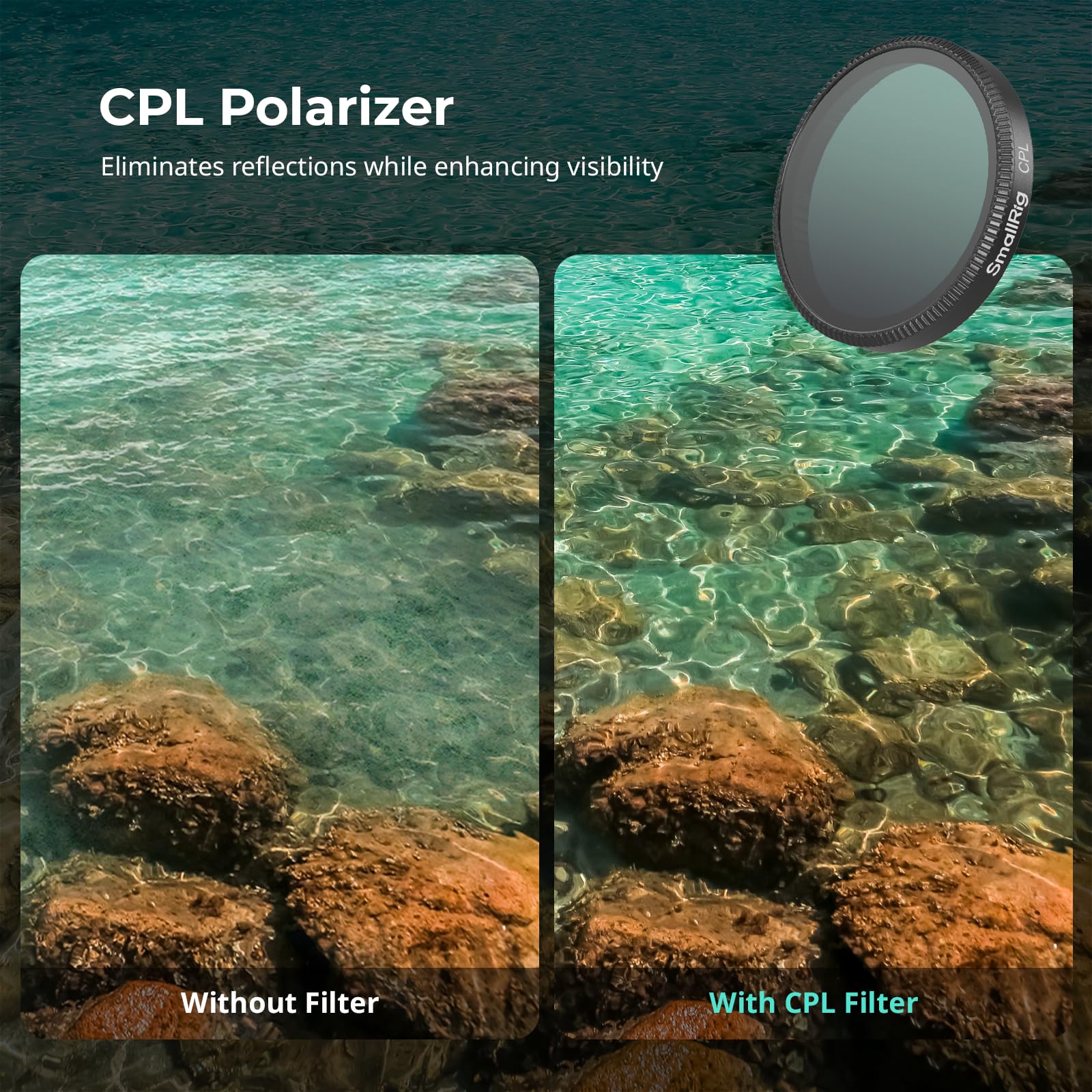 SMALLRIG Kit filtri per DJI Osmo Action 6, 6 pezzi ND8 ND16 ND32 CPL UV 1/4 effetto Black Mist Filter, polarizzazione a scatto Neutral Density & Copriobiettivo Silicone Vetro Ottico HD 5967
