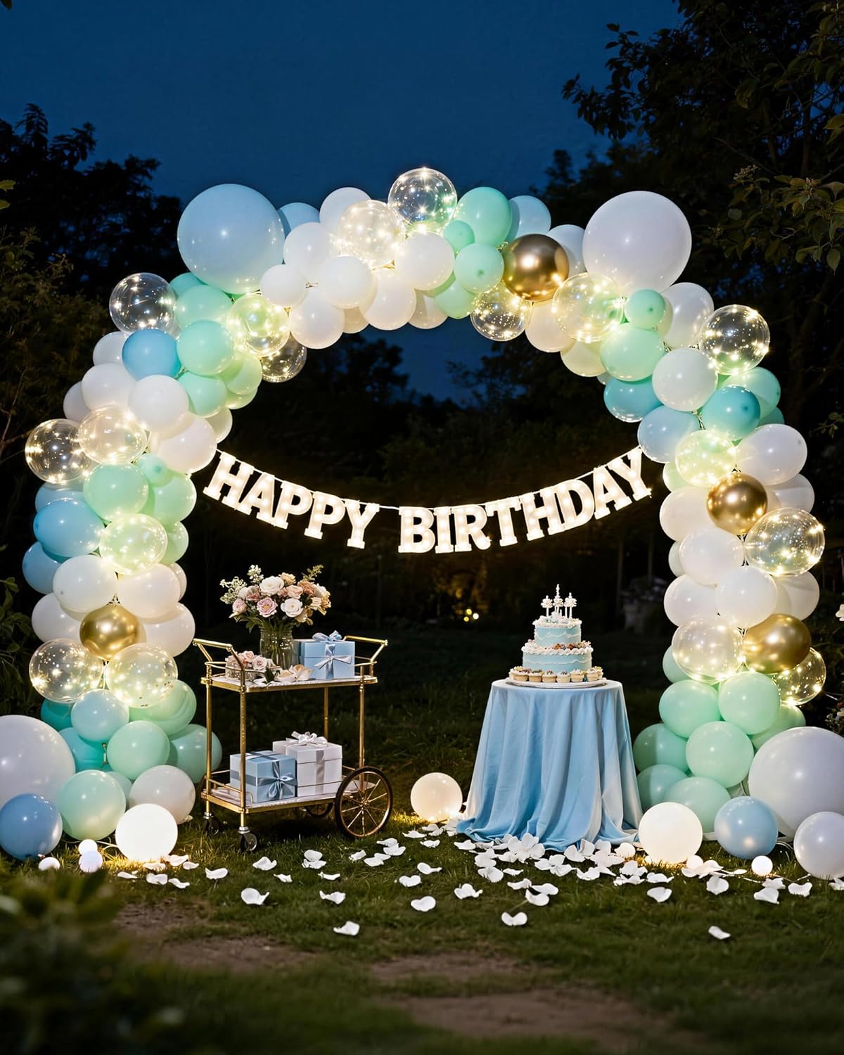 Balloon Arch Kit with LED Lights, 9ft & 7.4ft Adjustable Balloon Arch Stand Kit with Base, Balloon Garland Stand Party Backdrop Decoration for Birthday Party Wedding Baby Shower Graduation
