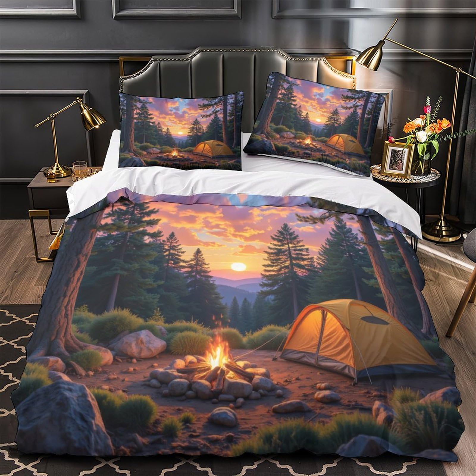 Housse de couette camouflage super douce et respirante avec fermeture éclair 200x200