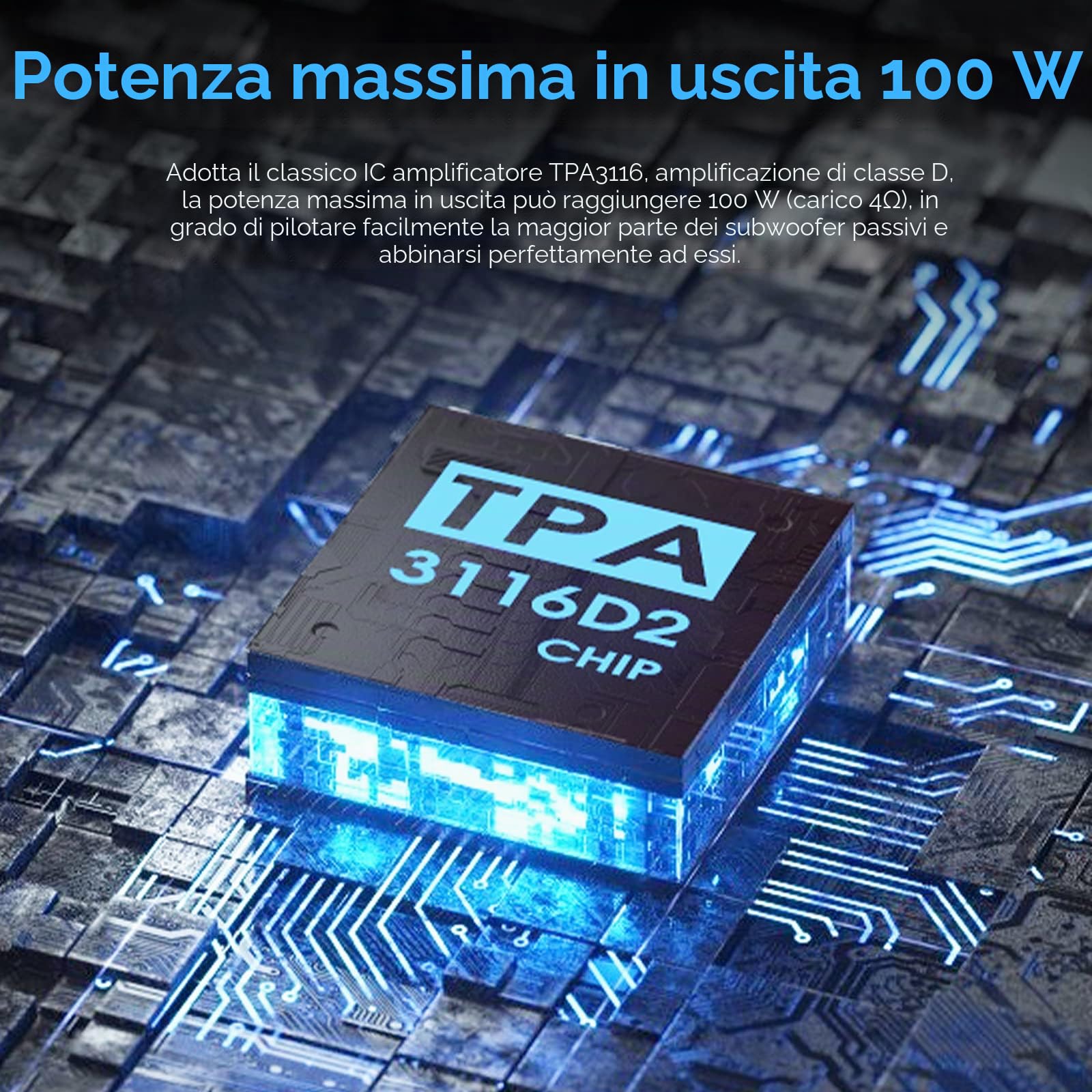 Nobsound 100W Subwoofer Amplificatore Mono Amplificatore di Potenza Digitale Mini Amplificatore Audio (con alimentazione a 19V)