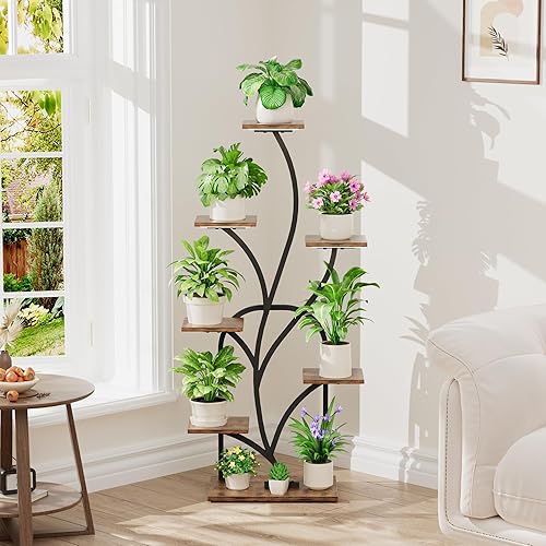 Miniatura 5 de Soporte para plantas de interior con luces de crecimiento, soporte para plantas de 51 pulgadas de alto, estante de esquina para plantas