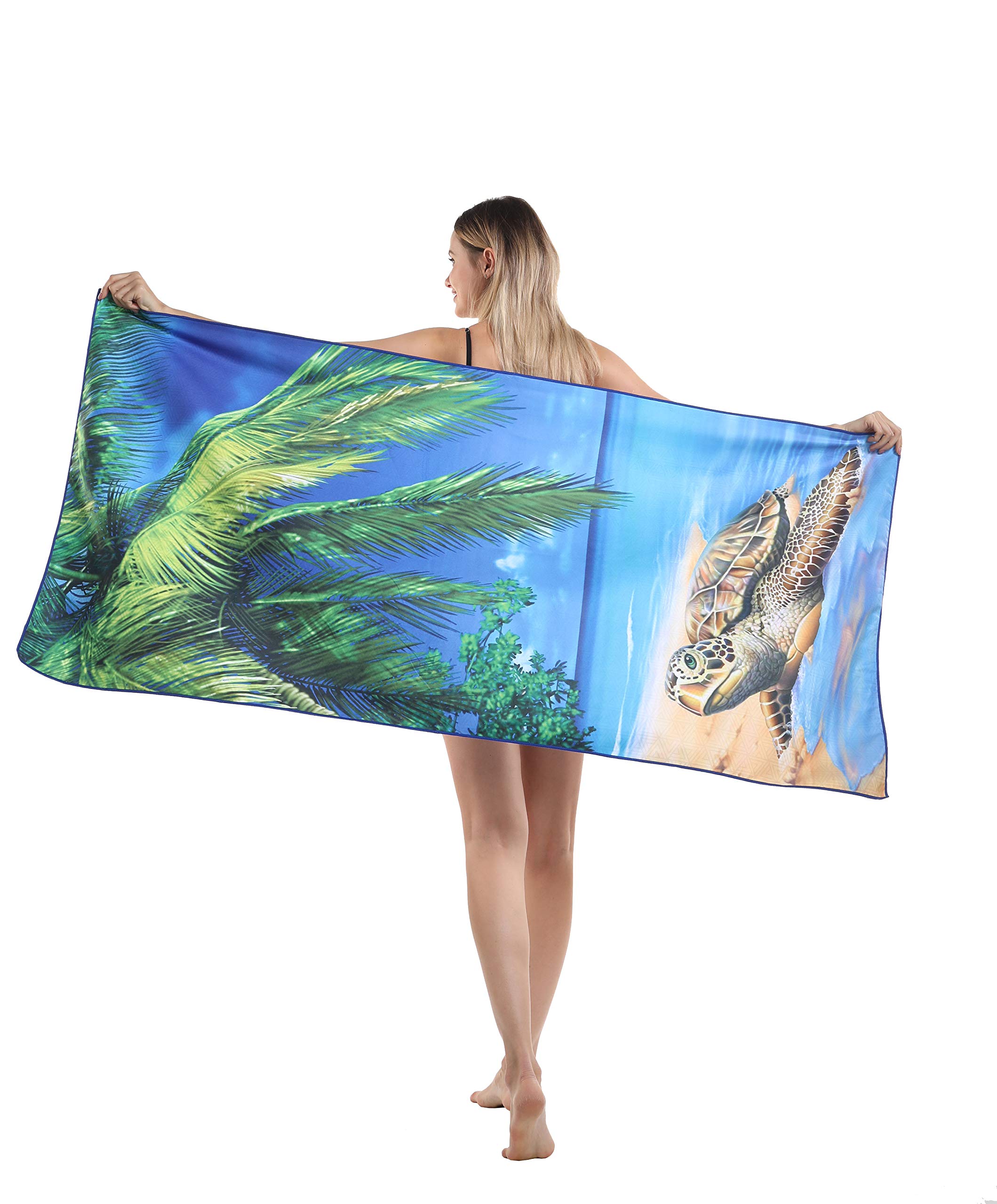 Turtle Oversized Microfiber Pool Sandproof Beach Towel - 72"x36"Quick Fast Dry Sand Free Proof Extra Large Big Outdoor Travel Swim Micro Fiber Blanket Yoga Mat Personalized Gift for Boy Man Dad