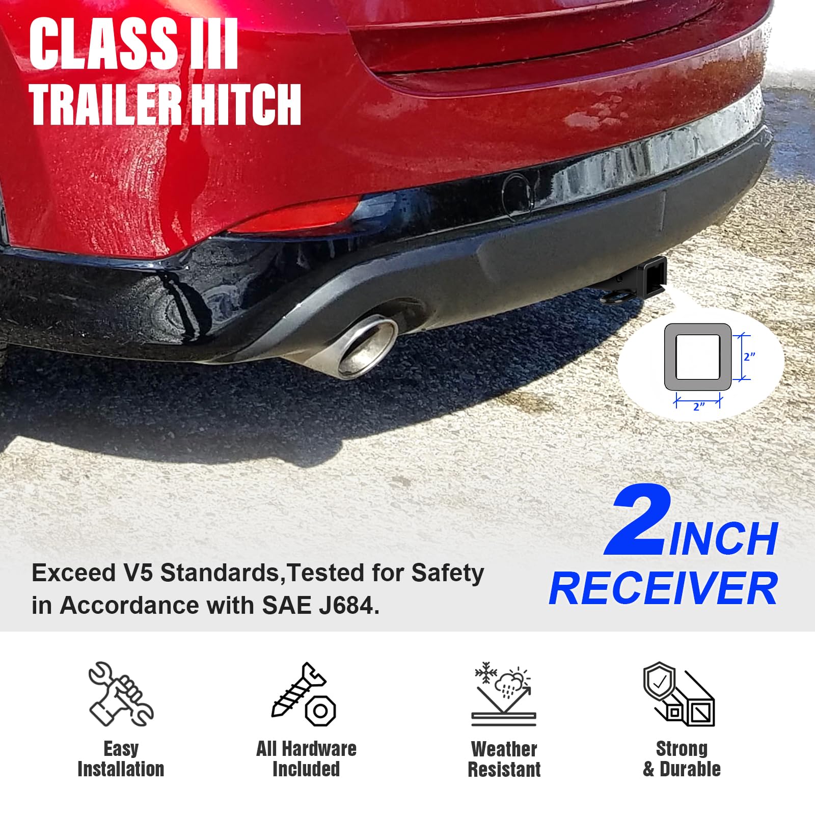 APS Assembly Class 3 Trailer Hitch 2 Inches Receiver Tube Towing Hitch Compatible with Mazda CX-5 2013-2025 - 4