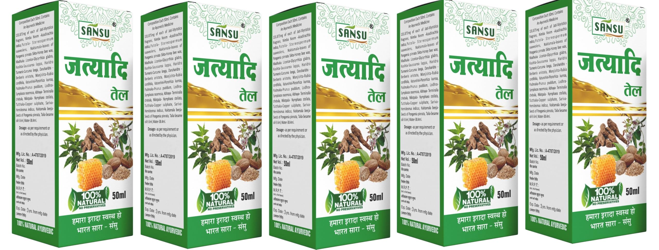 Sansu Organic Jatyadi Oil 50ml (Pack of 5) | Natural & Herbal Oil-image-18