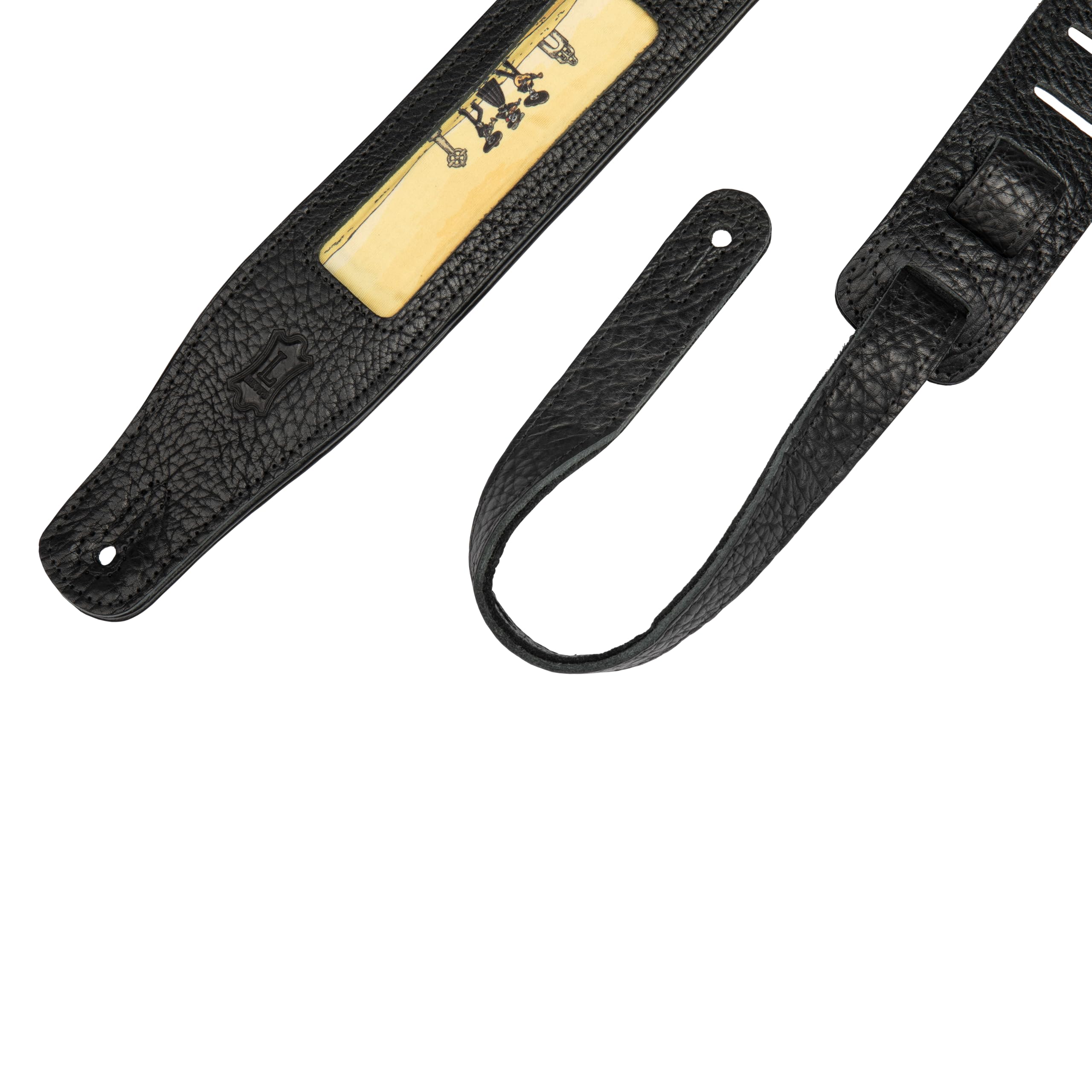 Levy's, M26CAL-001, Tracolla in Pelle Calaca Mariachi Design Black 2.5", Larghezza 2 1/2" (6.35) cm, Lunghezza Regolabile fino a 52" (132 cm), Colore Black