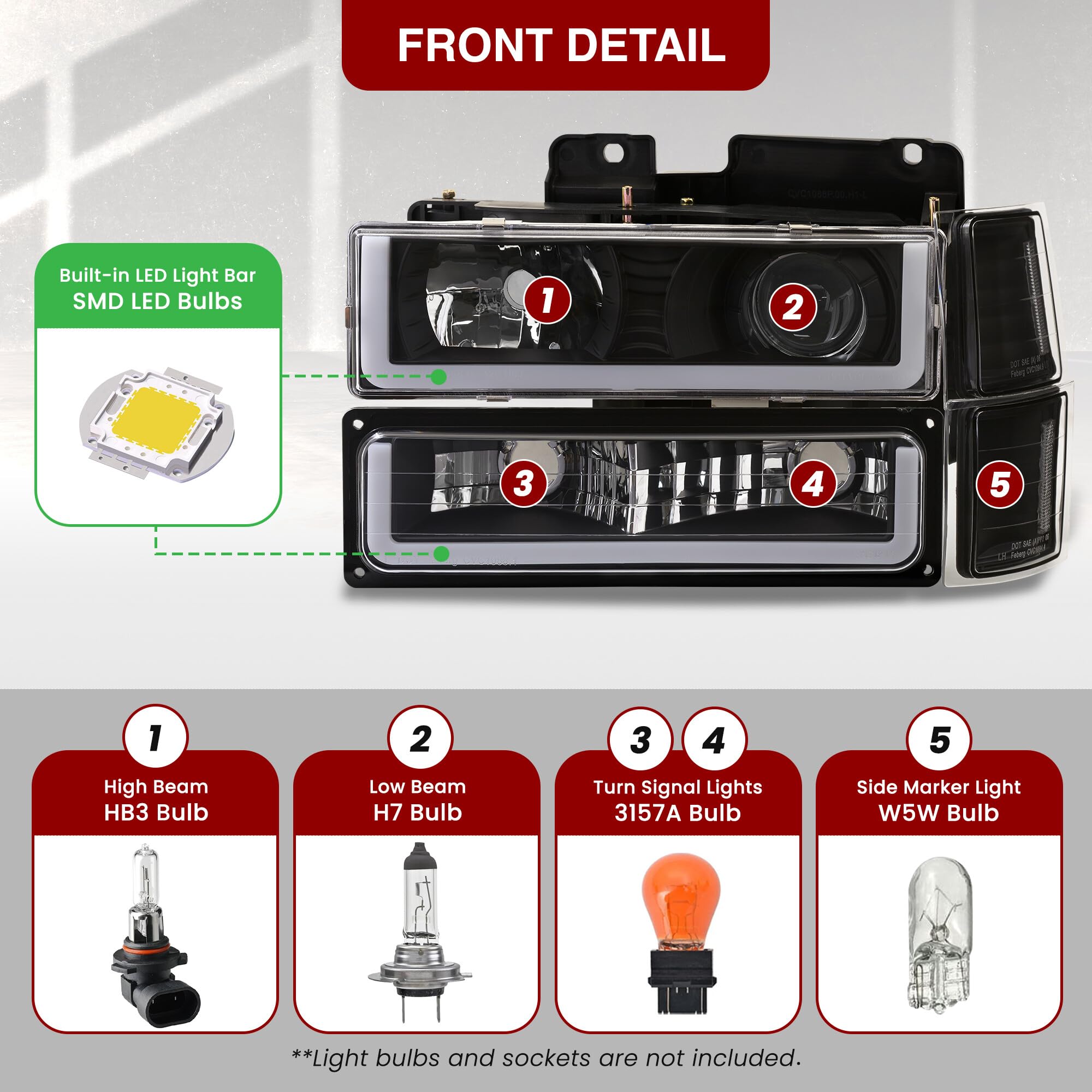 Amazon.com: AJP Distributors Black LED DRL Projector Head Lights +