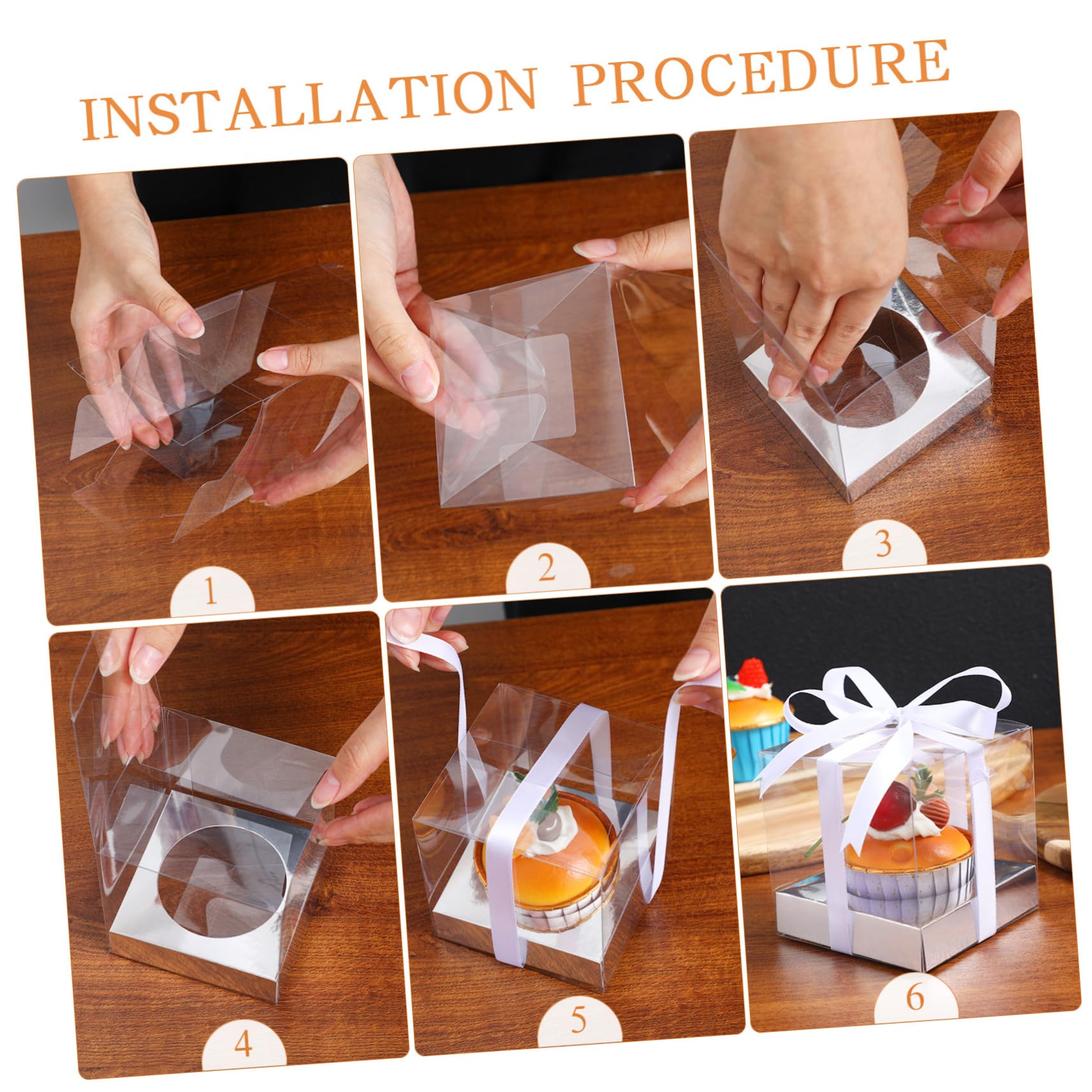 Kichvoe 10pcs Transparent Cupcake Boxes Baking Packaging for Birthday Cake Cupcakes Cookies with Matching Inserts for Elegant Display and Presentation