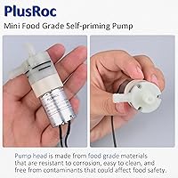 Vista 2 de PlusRoc 12V DC Small Water Transfer Pump 1.3LPM Mini Self Priming Micro Pump with Food Grade Pipe and Power Adapter, For Ice Maker Coffee Machine