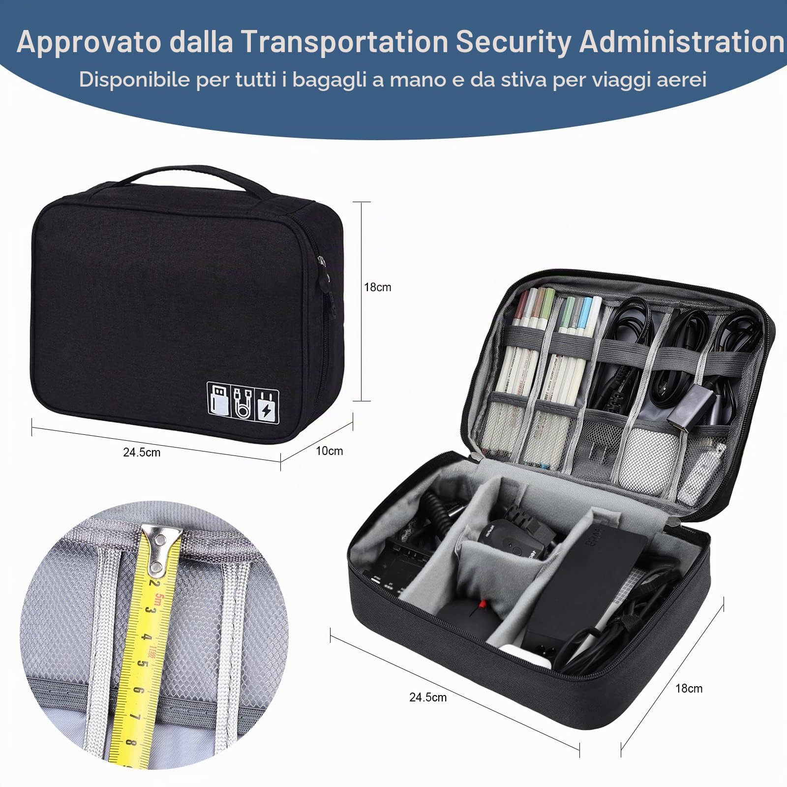 AiQInu Organizer Cavi Borsa da Viaggio Resistente All'acqua Portatile Porta Cavi per Caricatore, USB, Auricolare, Power Bank, Hard Disk, Scheda SD