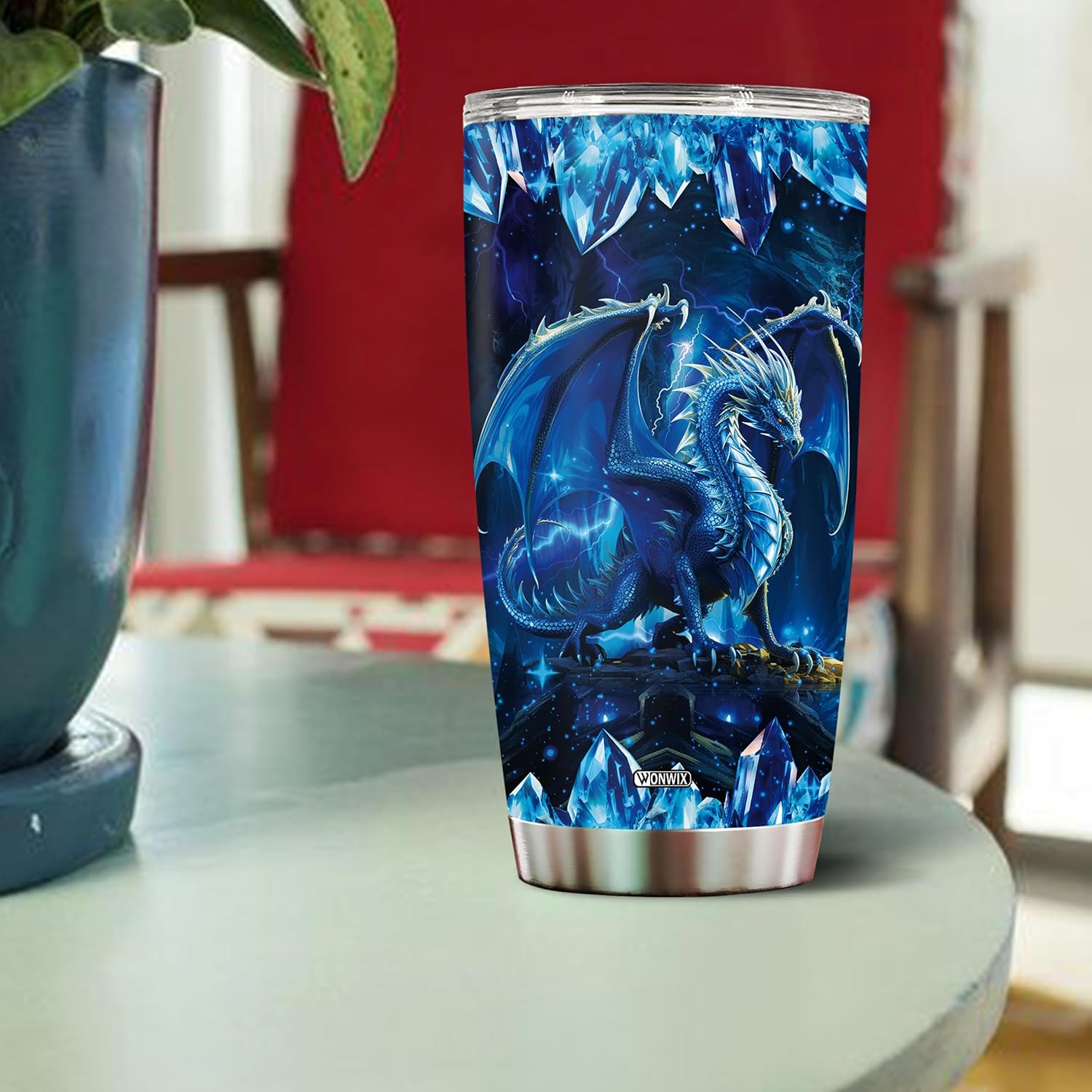 Blue Dragon Tumbler Gifts for Women Girls Daughter Coffee Cup 20oz Stainless Steel Insulated with Lid Water Bottle Travel Mug Gift for Dragon Lover Christmas Birthday Mothers Day Valentines - Image 4