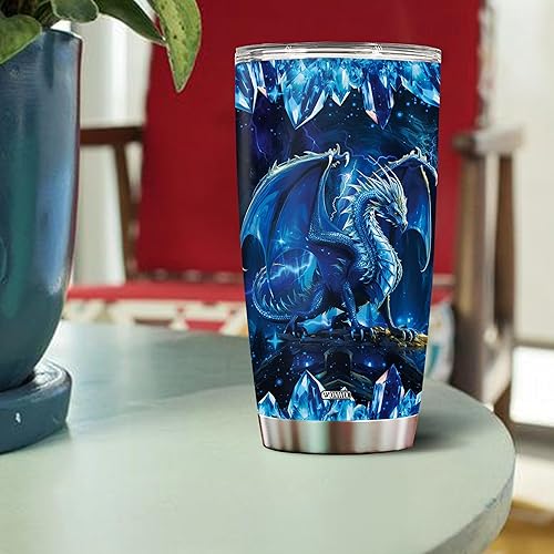 Miniatura 4 de Vaso Tumbler de Dragón Azul Regalos para Mujeres Niñas Hija Taza de Café 20oz Acero Inoxidable Aislado con Tapa Botella de Agua Taza de Viaje Regalo