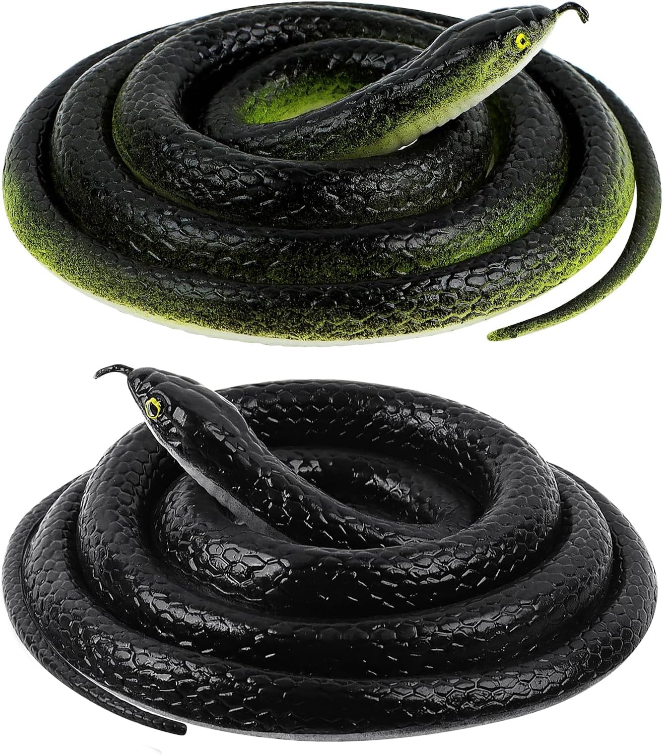 PUHUHP Pack of 2 Realistic Rubber Black Snake Scary Pranks Toy Fake Black Mamba Snake for Garden Props and Practical Joke (B0CQ556CY4) Amazon Price History, Amazon Price Tracker