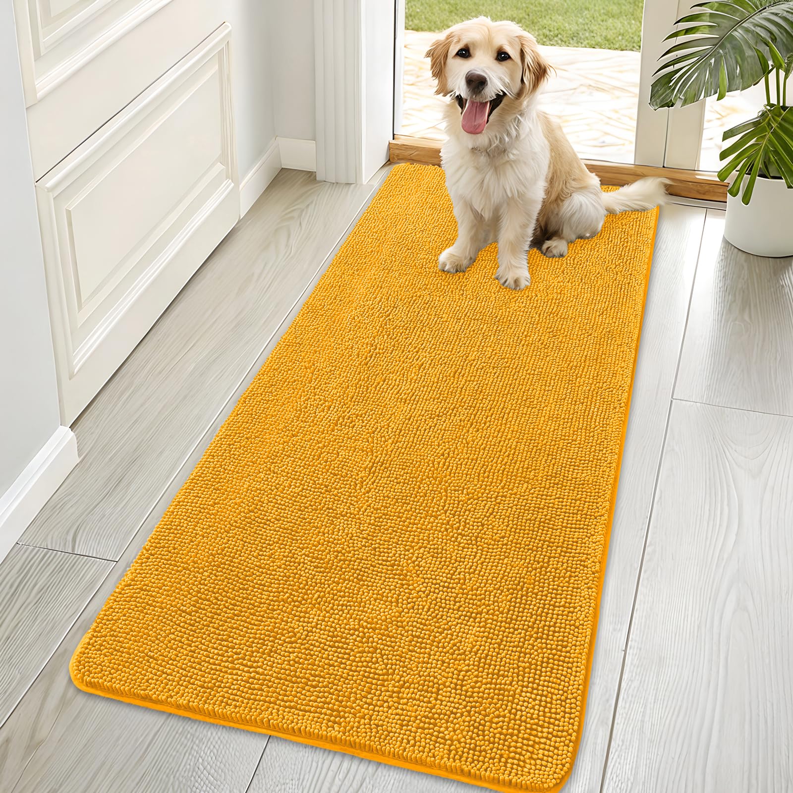 OLANLY Dog Door Mat for Muddy Paws 70x35, Super Absorbent Chenille Mud Mat