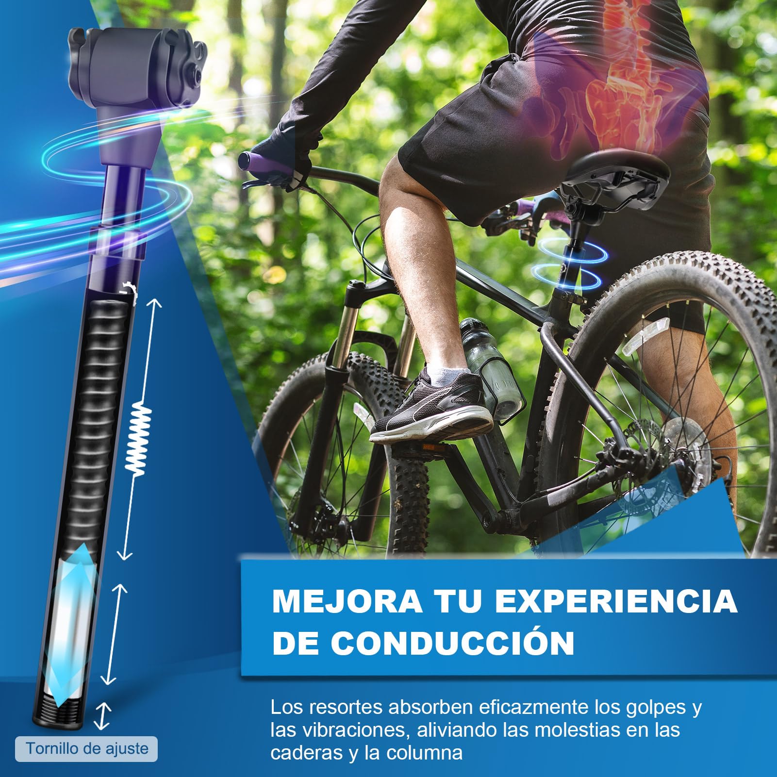 MAIKEHIGH Tija de Sillín de Bicicleta, Aluminio Tija de Sillín | 27,2/30,9/31,6mm con 2 Adaptadores 2 Resortes para MTB, Bicicleta de Ciudad, Bicicleta de Carretera, Bicicleta Eléctrica