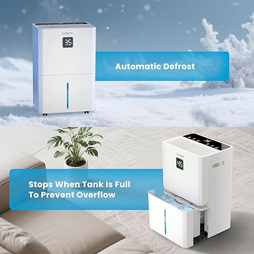 Miniatura 8 de Candy Deshumidificador de 98 pintas para espacios de hasta 5000 pies cuadrados, deshumidificador para el hogar, sótanos y habitaciones grandes con
