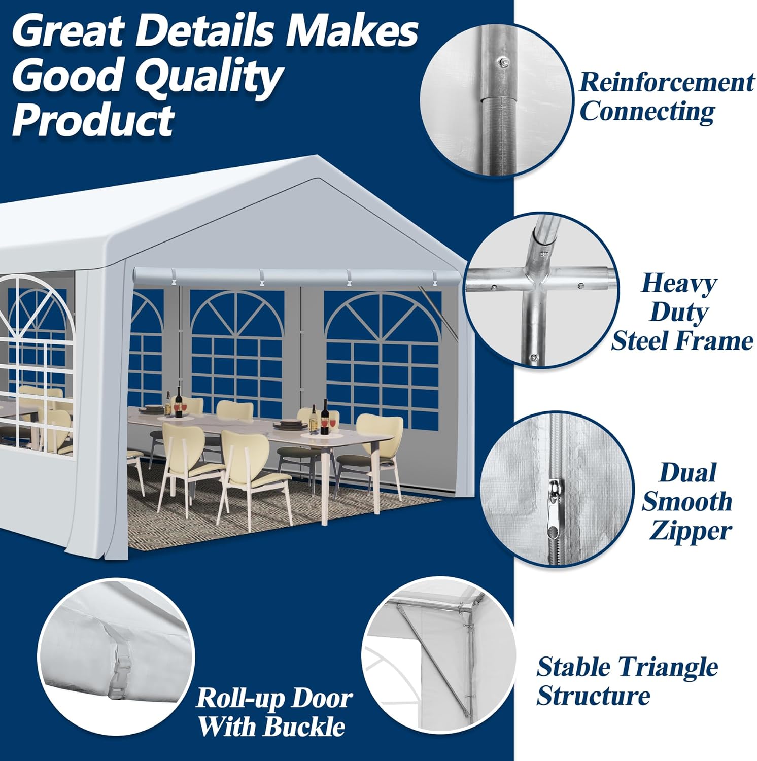 COVERONICS 20'x40' Outdoor Party Tent, Heavy Duty Patio Event Tent Gazebo Canopy with 4 Sandbags & 2 Storage Bags, Perfect for Birthday Party, Wedding