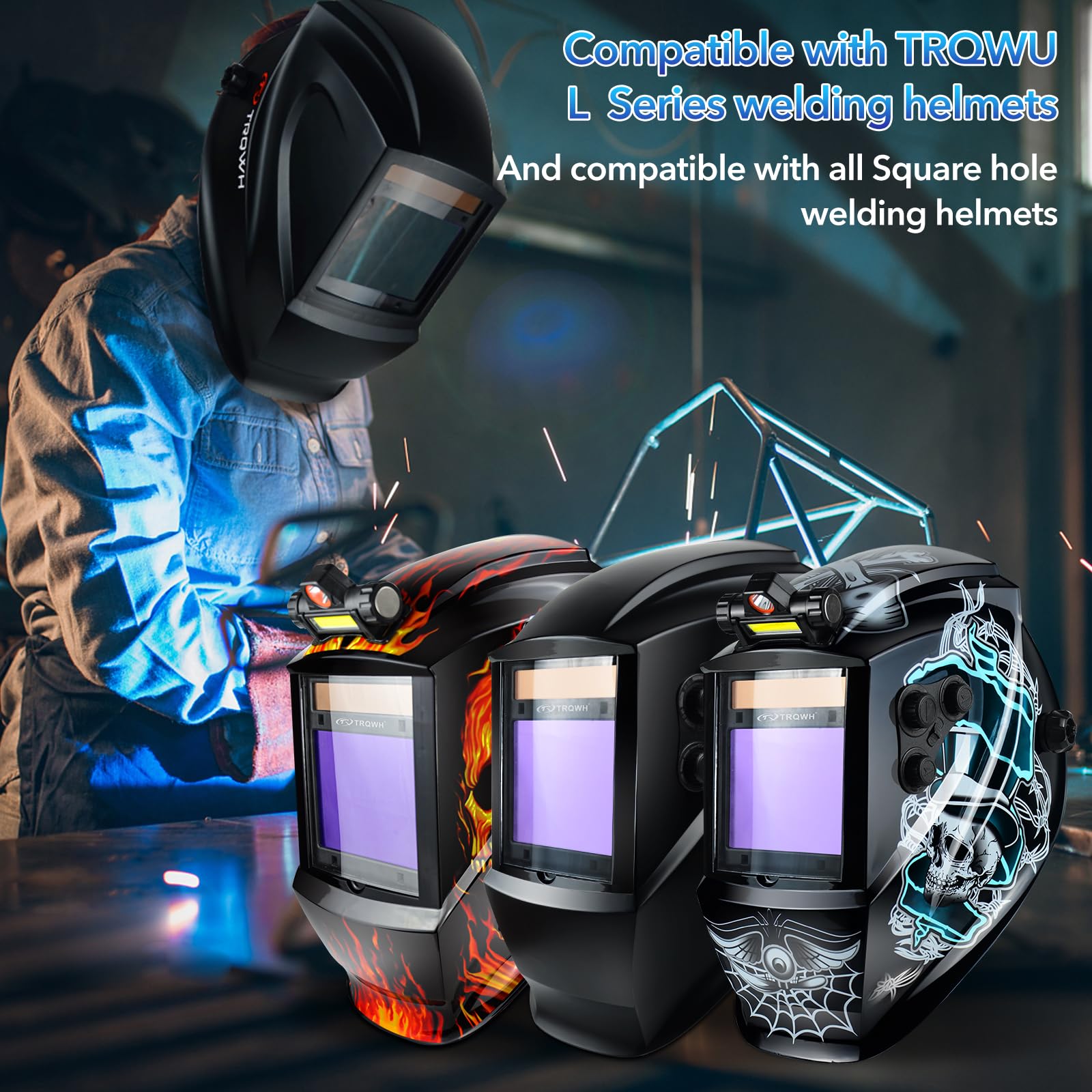 TRQWH - Casco de soldadura, accesorios de repuesto para casco de soldadura, accesorios para casco de soldadura con banda para el sudor para casco de agujero cuadrado redondo, ajustable