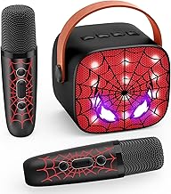 Braxel Micro Enfant Karaoke avec 2 Micro Bluetooth sans Fil Cadeau Enfant 3-12 Ans Garcon Microphone Enfant Spider Jouet Enfant 3-12 Ans Garçon Cadeau de Paques Enfant Enceinte Karaoké avec Micro