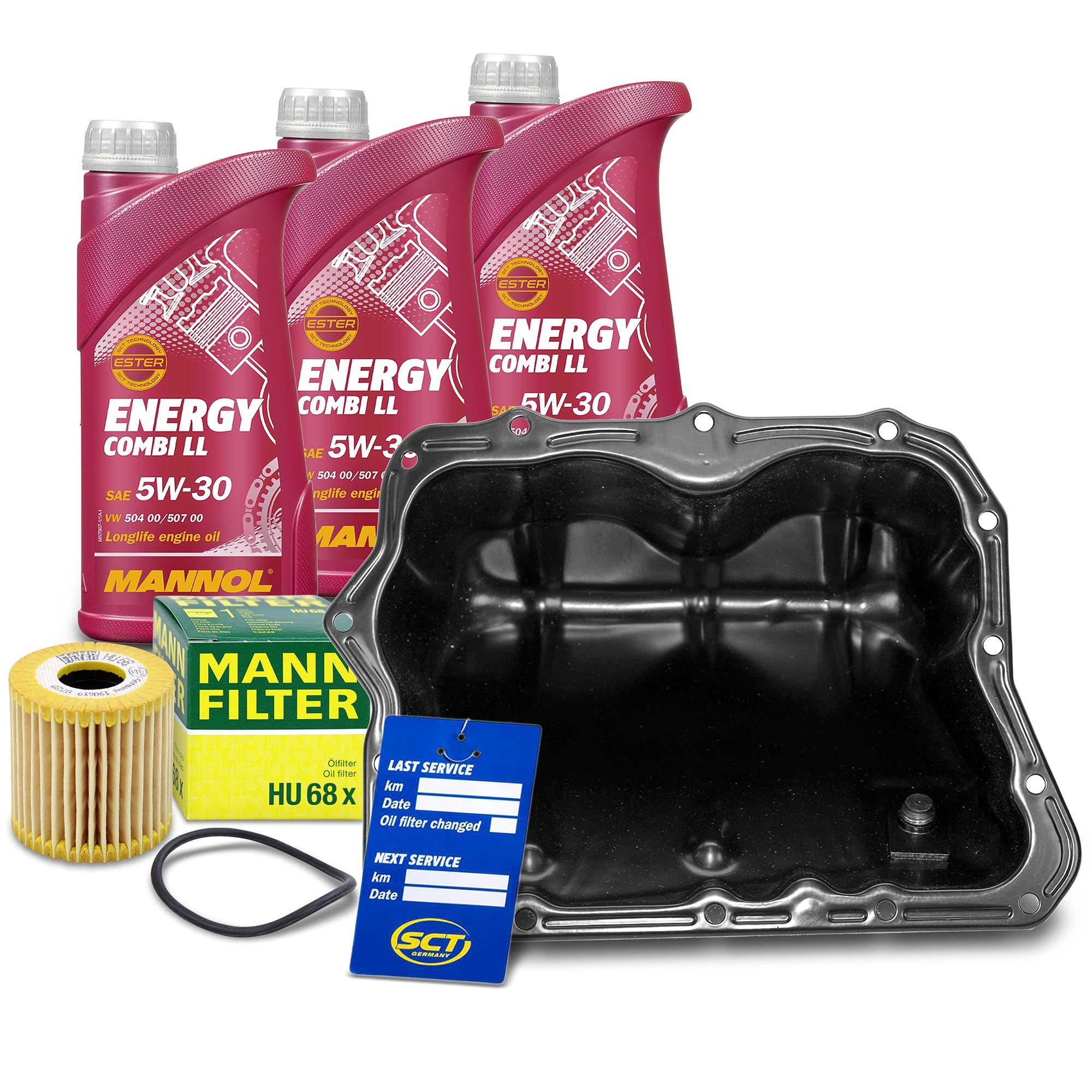 BESTPRICE Inspektionspaket Filterset mit 1x MANN-FILTER Ölfilter, 1x BESTPRICE Ölwanne, 3l Motoröl 5W-30 MANNOL ENERGY COMBI LL, Kompatibel mit SMART CABRIO (450)(452), FORTWO (451) (450), CROSSBLADE