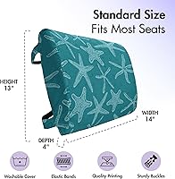 Vista 377 de Lunarable Teal Travel Pillow Neck Rest, Aquatic Fauna Theme Hand Drawn Style Various Starfish in Blue Shades, Memory Foam Traveling Accessory for