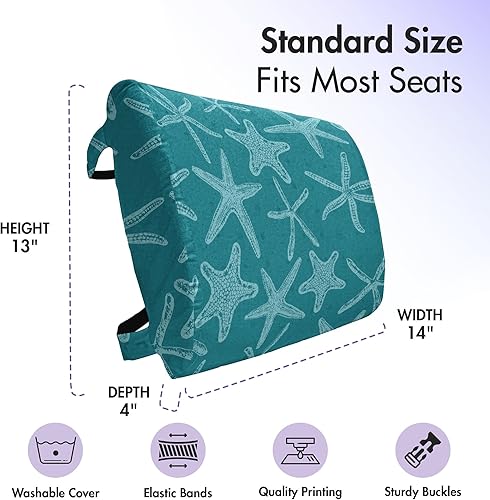 Miniatura 377 de Lunarable Teal Travel Pillow Neck Rest, Aquatic Fauna Theme Hand Drawn Style Various Starfish in Blue Shades, Memory Foam Traveling Accessory for
