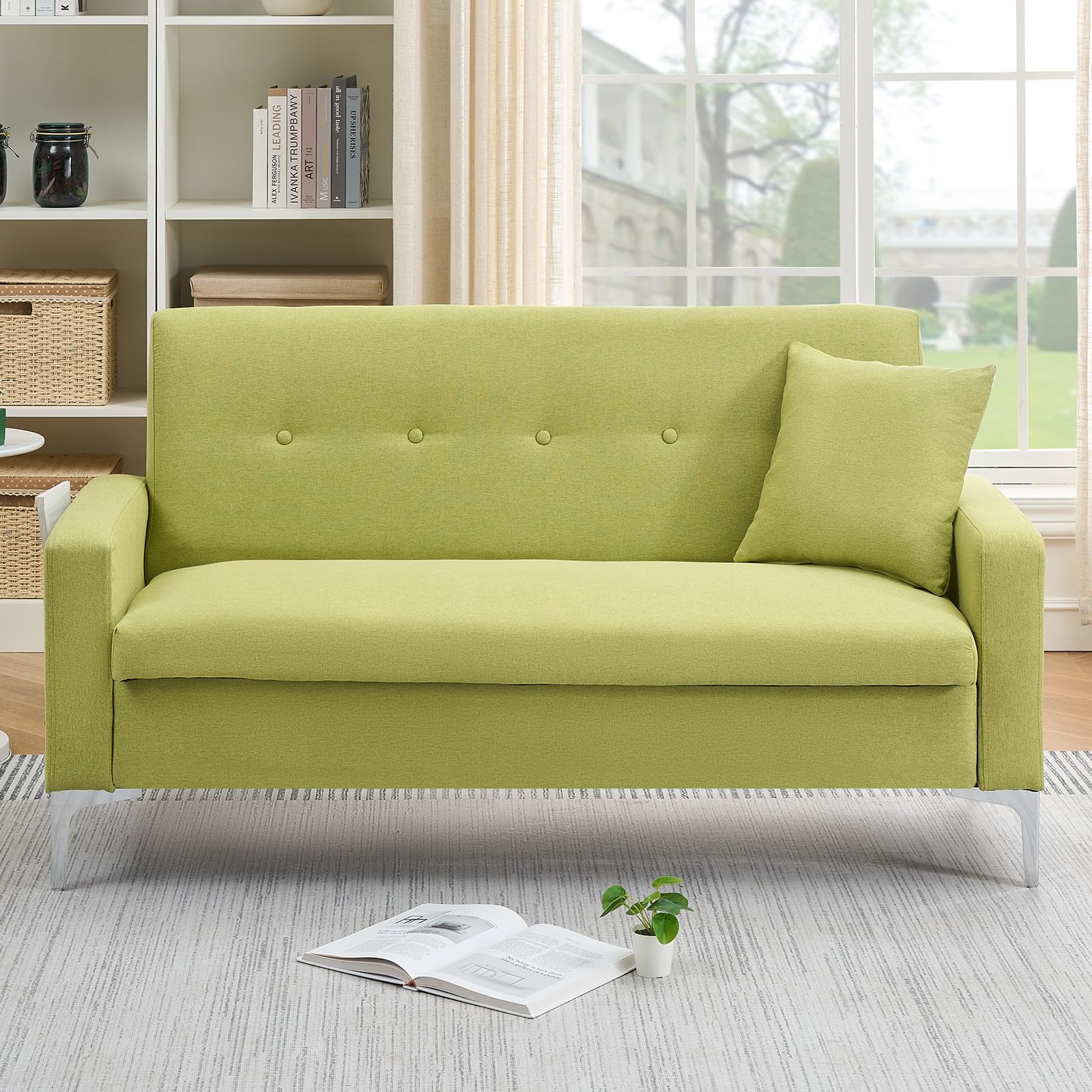 58 Velvet Small Loveseat Sofa Couch with Storage Settee Bench Couches for Bedroom 2-Seater Mini Sofa with Comfy