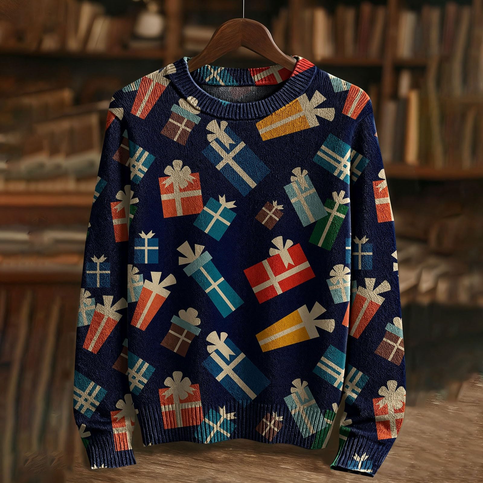 Maglione invernale da uomo, in cotone, caldo, maglione natalizio da uomo, 3 pezzi, casual, a maglia, morbido, senza cappuccio, per feste di Capodanno, maglione di lana