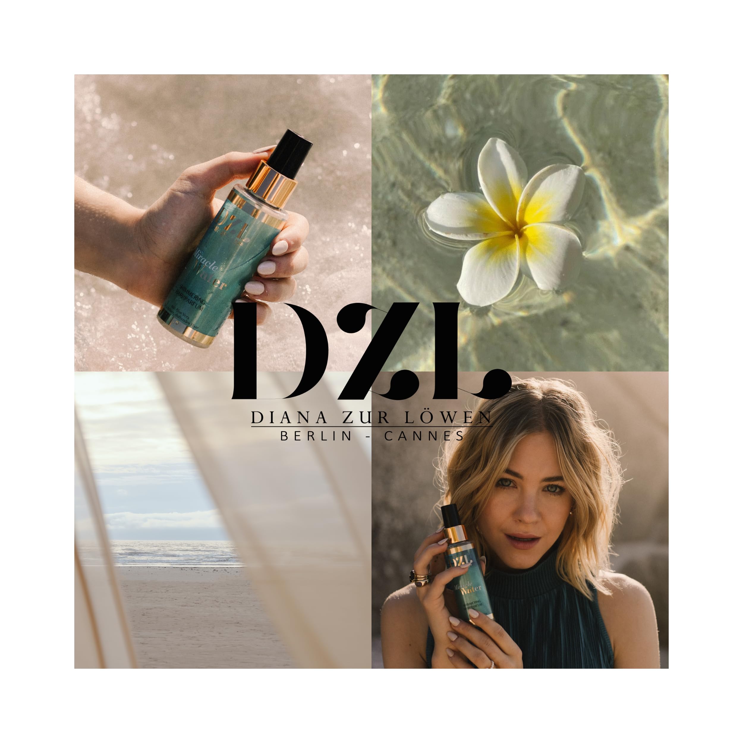 DZL - Parfum Cheveux Miracle Water Pailleté 100 ml – Parfum Cheveux Femme - Notes Florales & Aquatiques – Sillage Lumineux & Délicat - Made in France