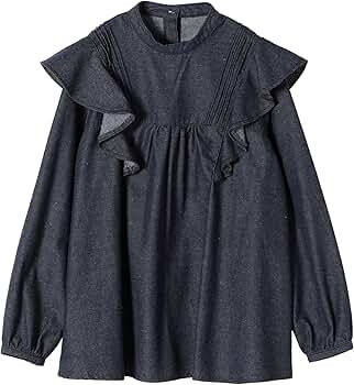 SHIPS any〈ウォッシャブル〉ECORICH ダンガリー フリルブラウス セール 40%OFF】SHIPS any:〈ウォッシャブル〉ECORICH
