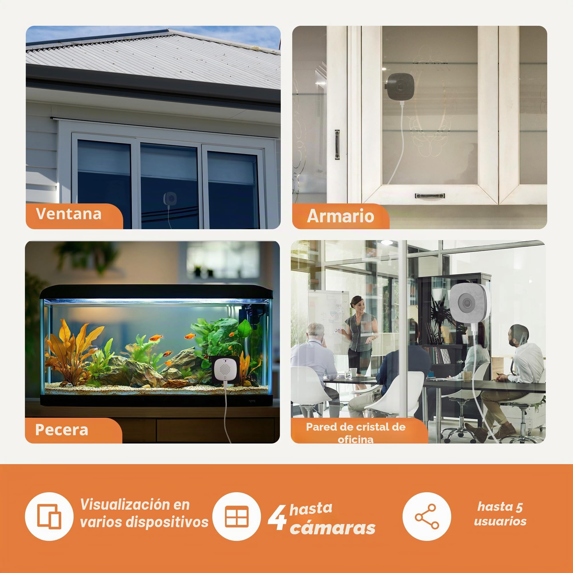 Cámara de Ventana de 3 MP 2K, cámaras WiFi de 2.4 GHz y 5 GHz para Seguridad en el hogar con visión Nocturna ChroMax Al Color, detección de Persona y Movimiento, grabación 24/7, instalación fácil y