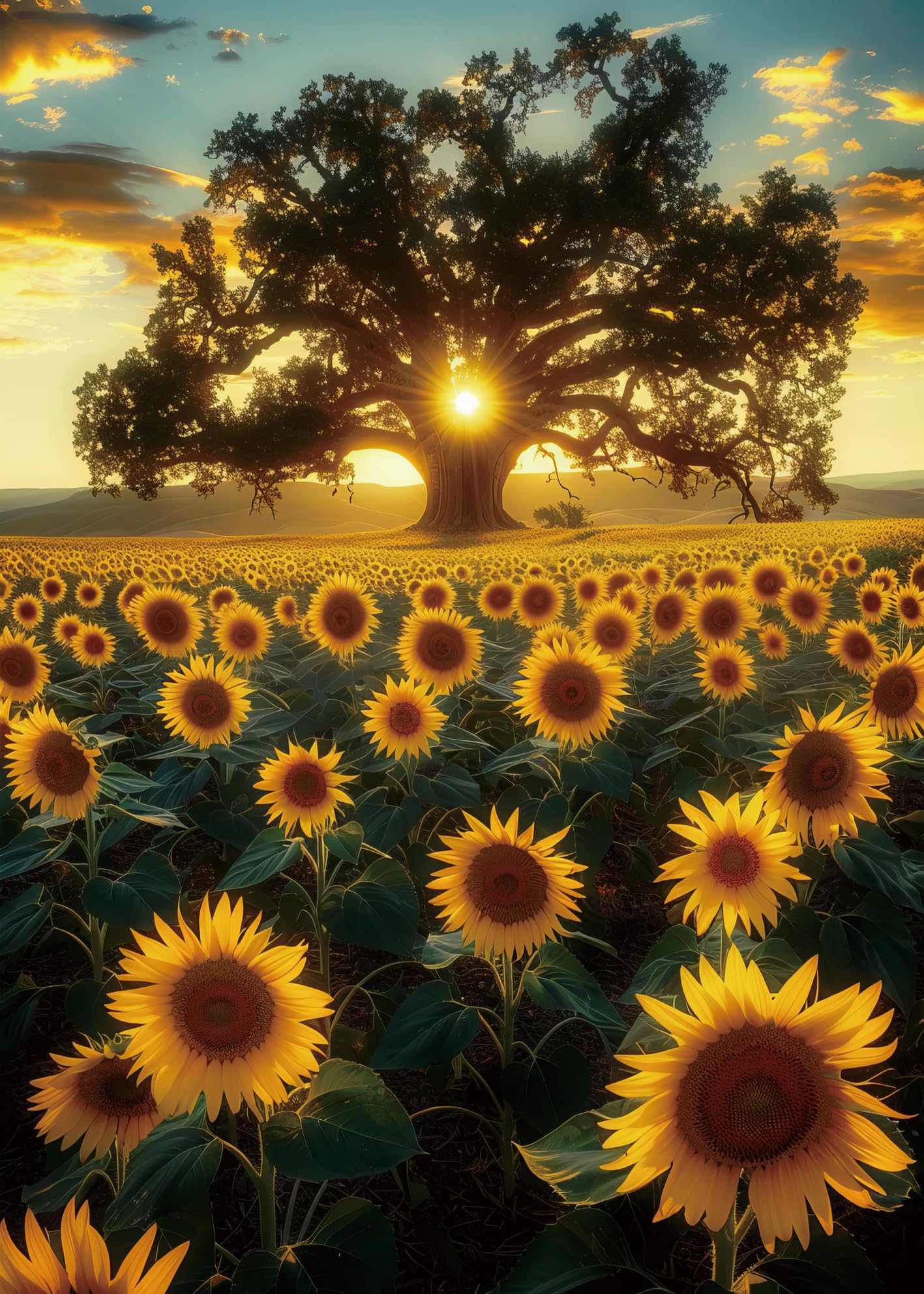 Sun and Life Puzzle 1000 Piece for Adult, Nature Flower Landscape Jigsaw Puzzles, Plant Pretty Scenic Puzzle