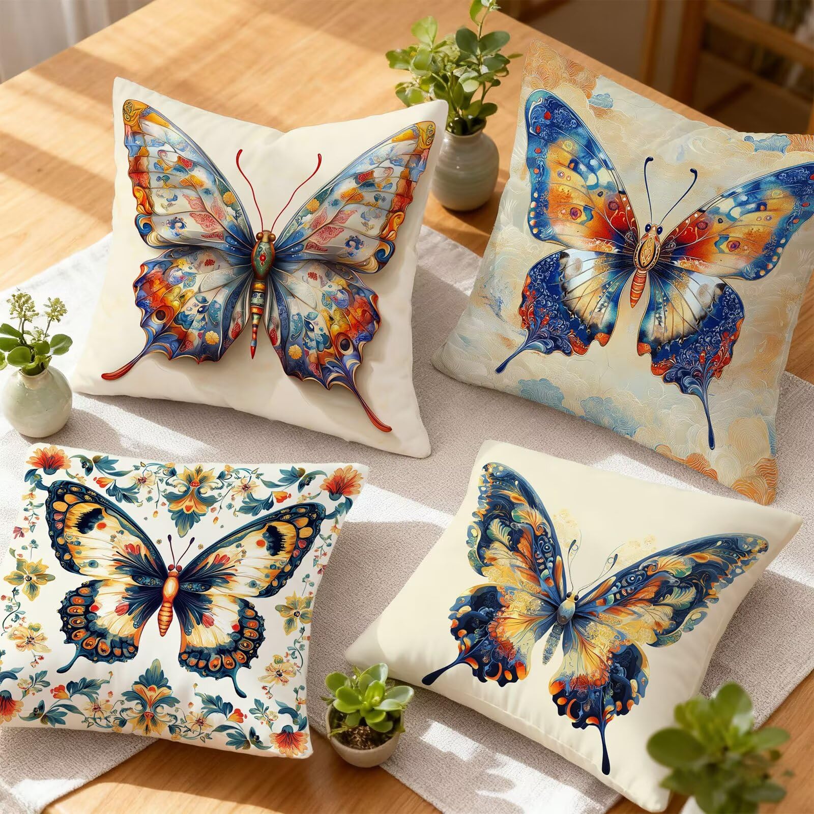 Vistoso Funda Cojin 60x60 Mariposa Funda Almohada 60x60 Cojines Sofa Súper Suave Fundas Cojines Decorativos Fundas Almohadas 4 Piezas Cervicales y Cuello, para Hogar Cama Salon Decoracion E - 663