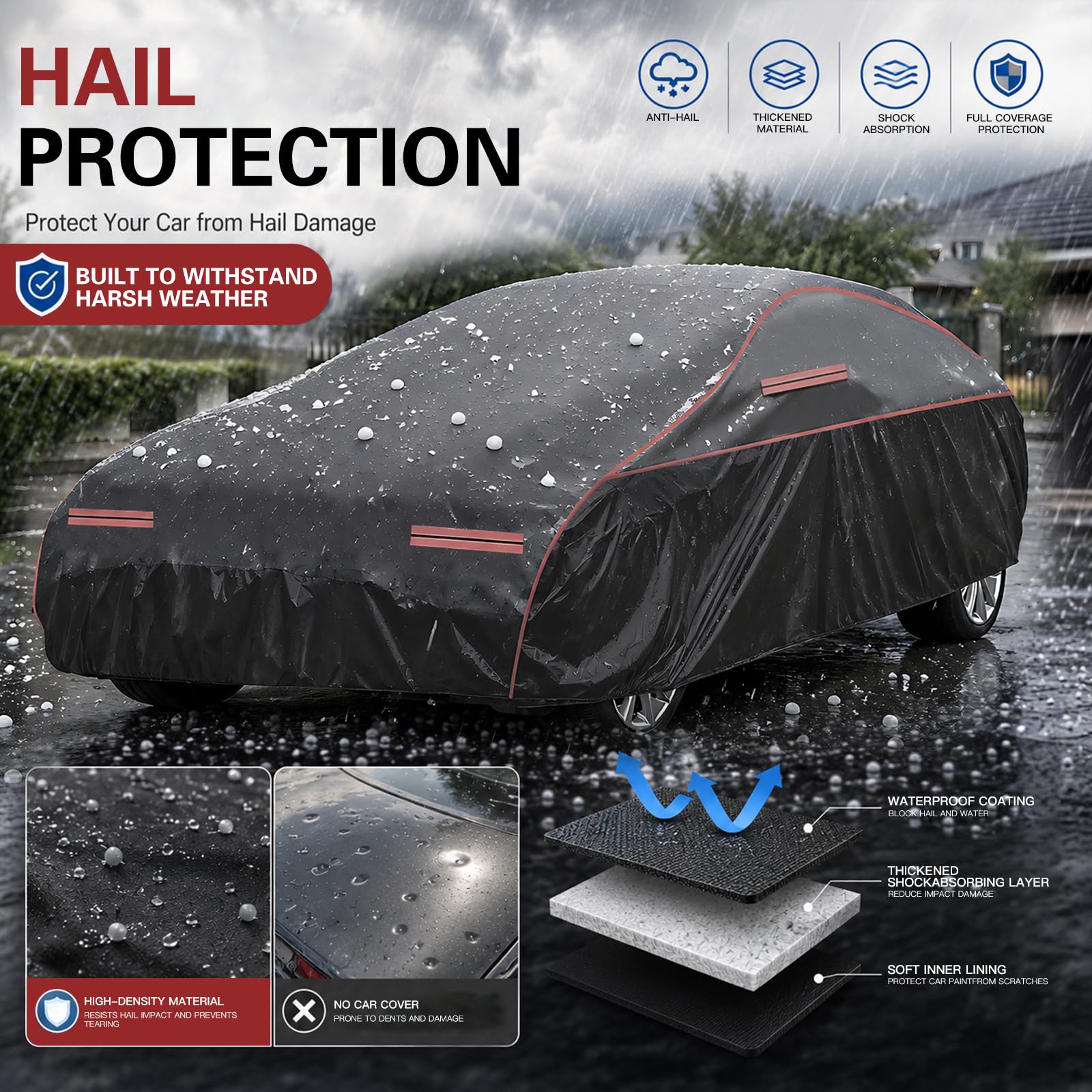 Bache Voiture Exterieur Anti Grele pour Toyota C-HR GR Sport Hybrid (Facelift),Housse De Protection Imperméable Bache Voiture Exterieur,Anti Grêle Neige Pluie pour Tous Temps Matériau EVA-mdf1579