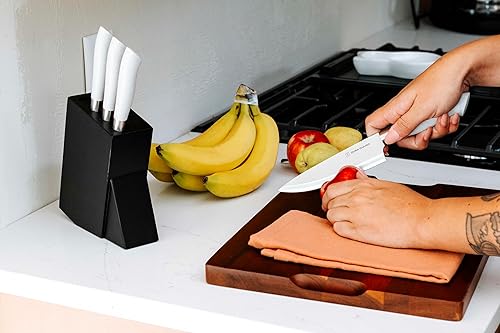 Miniatura 4 de Juego de 5 cuchillos de cocina de corte ecológico, cuchillas de acero inoxidable de alto carbono con asas ergonómicas ecológicas, incluye chef,